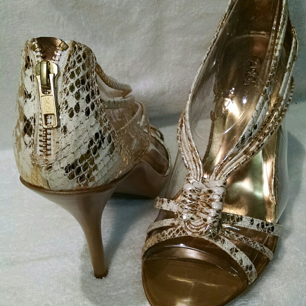 Gold/White Snake Pumps